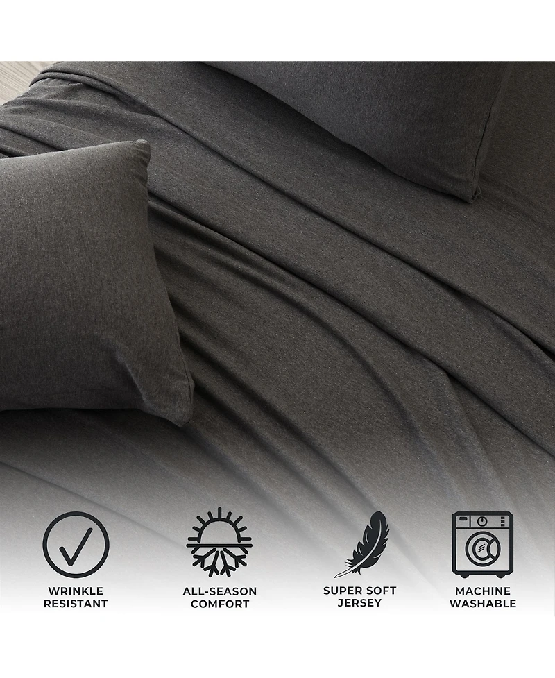 Linery & Co. Heathered Melange Cotton Jersey Knit Sheet Set