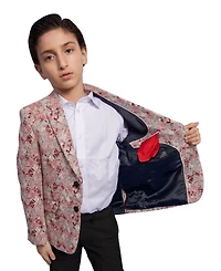 Elie Balleh Boys Red Slim Fit Faded Argyle Jacket