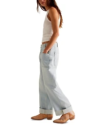 Free People Women's Cotton Palmer Cuffed Boyfriend Jeans