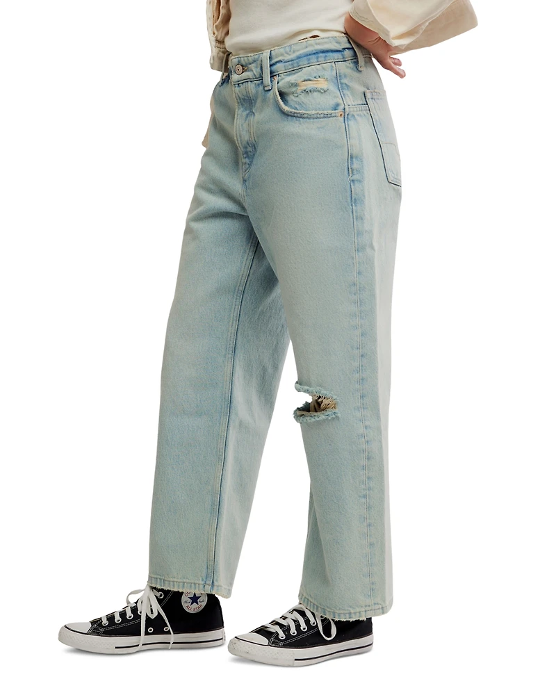 Free People Women's Deep Trance Boyfriend Cut Cotton Jeans