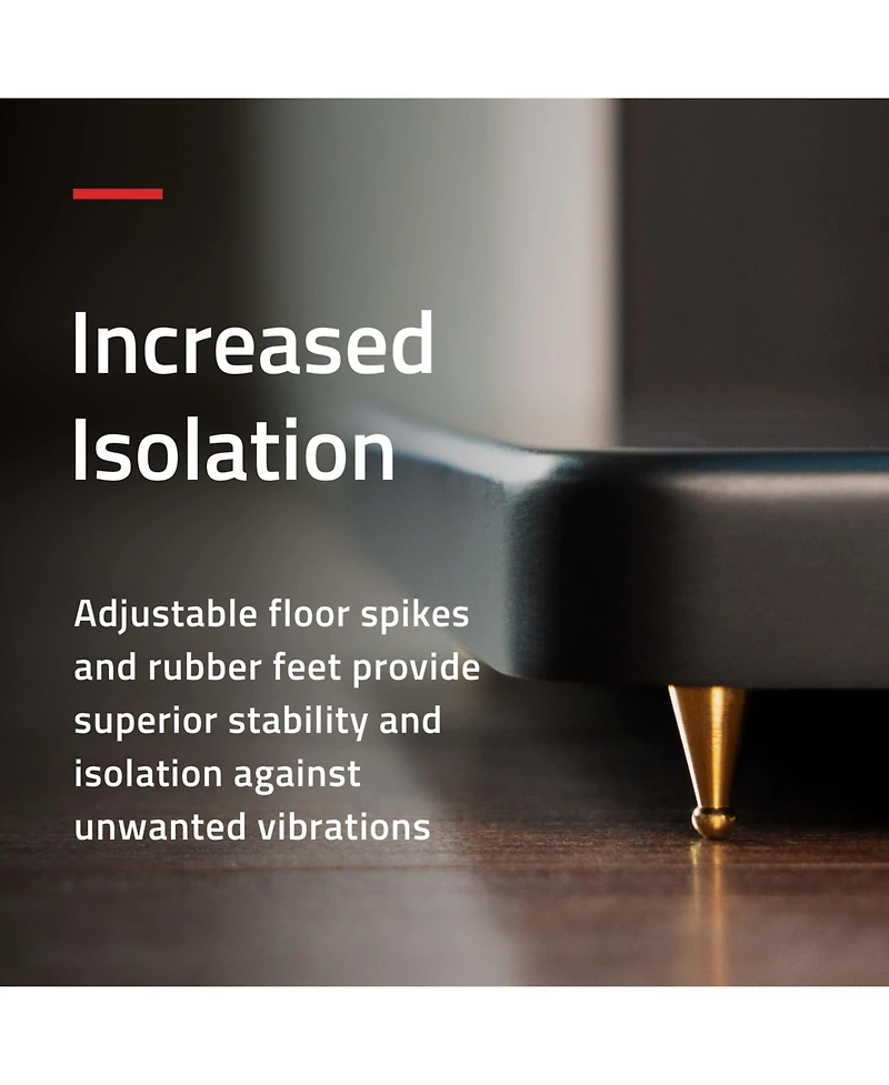 Fluance Floor Speaker Stands for Surround Sound and Bookshelf Speakers with Solid Construction, Adjustable Floor Spikes, Rubber Isolation Feet