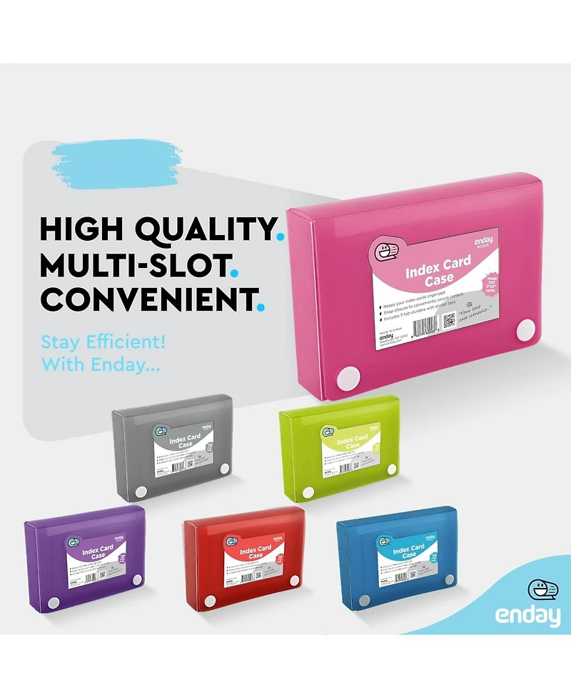 3" X 5" Index Card Case Holds 100 Cards Includes Business Card/Index Holder and 5 Tab Dividers Comes in Assorted Color – (Pack of 4)