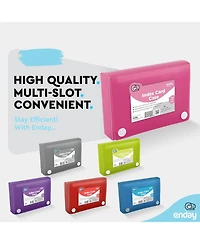 3" X 5" Index Card Case Holds 100 Cards Includes Business Card/Index Holder and 5 Tab Dividers Comes in Assorted Color – (Pack of 4)