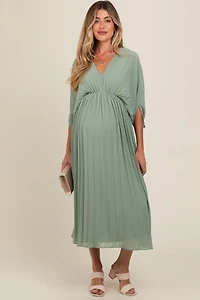 Pinkblush Maternity Black Pleated V Neck Maxi Dress