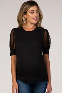 Pinkblush Maternity Black Mesh Sleeve Top