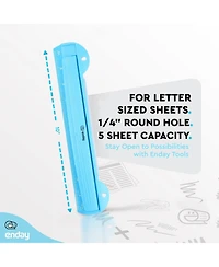 3 Hole Punch Pink, Portable Puncher for Ring Binder, Sheets Capacity, Removable Chip Tray, 10” Ruler School, Office, 1 Pc-by Enday