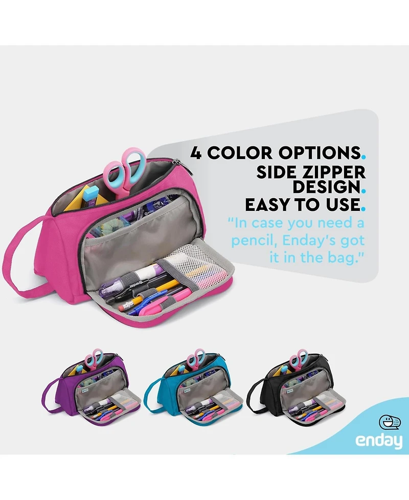 Enday Big Capacity Pencil Case, 3 Compartments Bags with Zipper, Large Pouch, Cute Case Organizer, Zipper Pouches