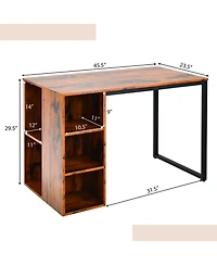 Computer Desk with 5 Side Shelves and Metal Frame