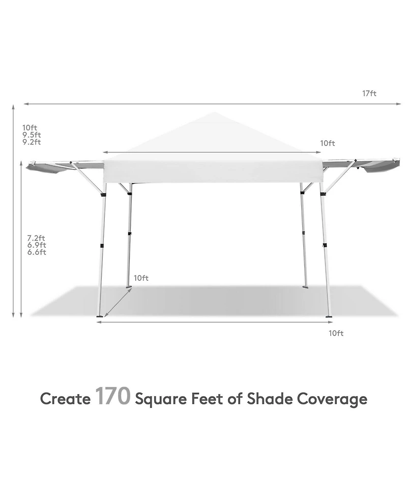 17 x 10 Feet Foldable Pop Up Canopy with Adjustable Dual Awnings
