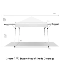 17 x 10 Feet Foldable Pop Up Canopy with Adjustable Dual Awnings