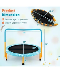 36 Inch Kids Trampoline Mini Rebounder with Full Covered Handrail