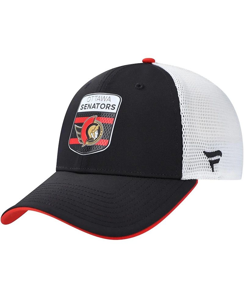 Fanatics Men's Black/White Ottawa Senators Authentic Pro Draft Podium Trucker Adjustable Hat