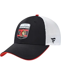 Fanatics Men's Black/White Ottawa Senators Authentic Pro Draft Podium Trucker Adjustable Hat