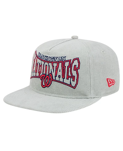 New Era Men's Gray Washington Nationals Corduroy Golfer Snapback Hat