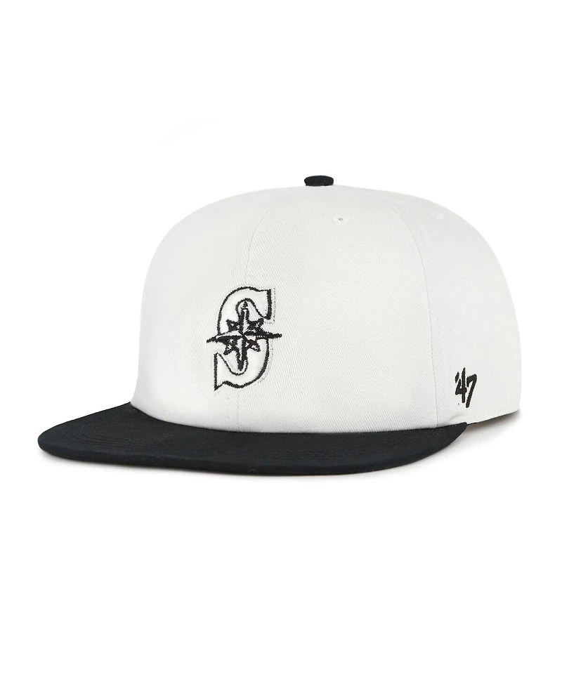 '47 Brand Women's White/Black Seattle Mariners Foundation Captain Snapback Hat