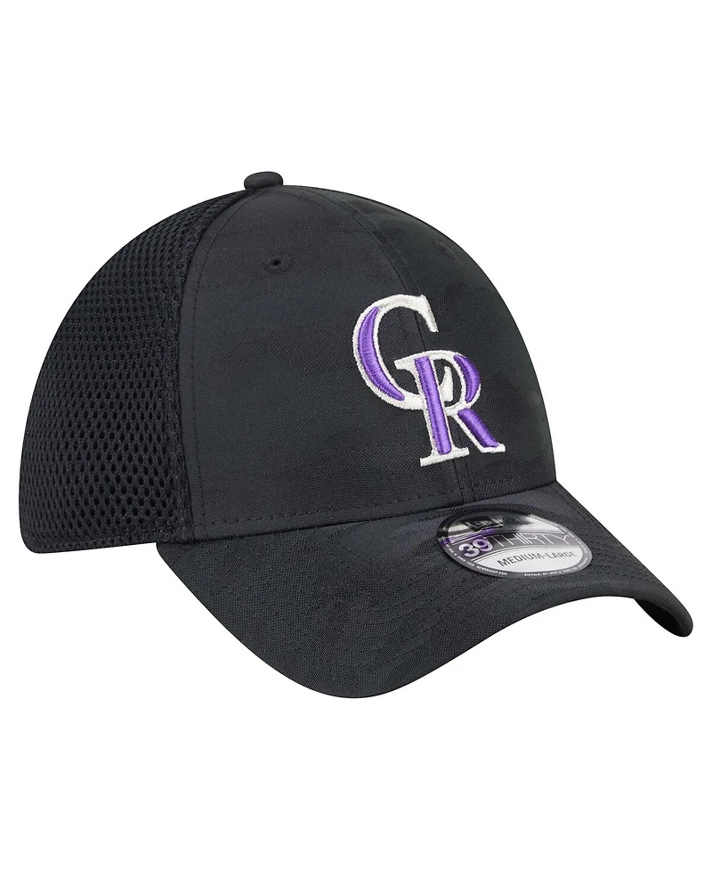 New Era Men's Black Colorado Rockies Subtle Camo 39THIRTY Flex Hat