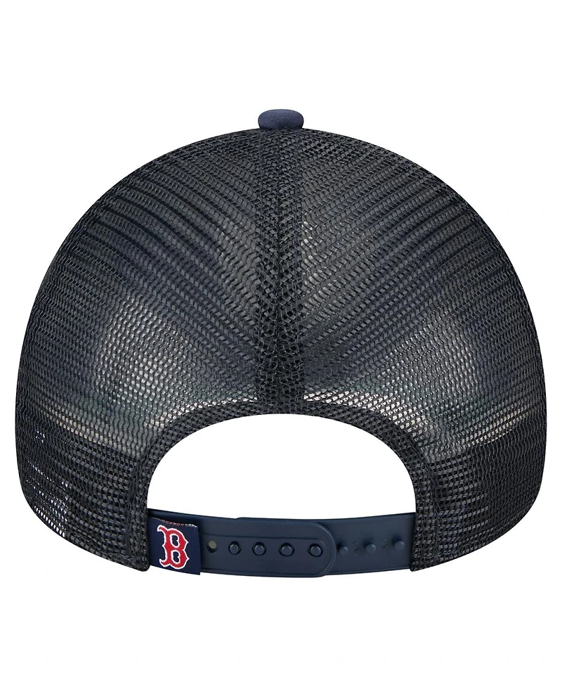 New Era Men's Navy Boston Red Sox Distressed 9FORTY A-Frame Adjustable Trucker Hat