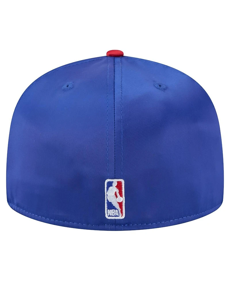 New Era Men's Royal/Red Philadelphia 76ers Throwback Satin Vintage Pin Two-Tone 59FIFTY Fitted Hat