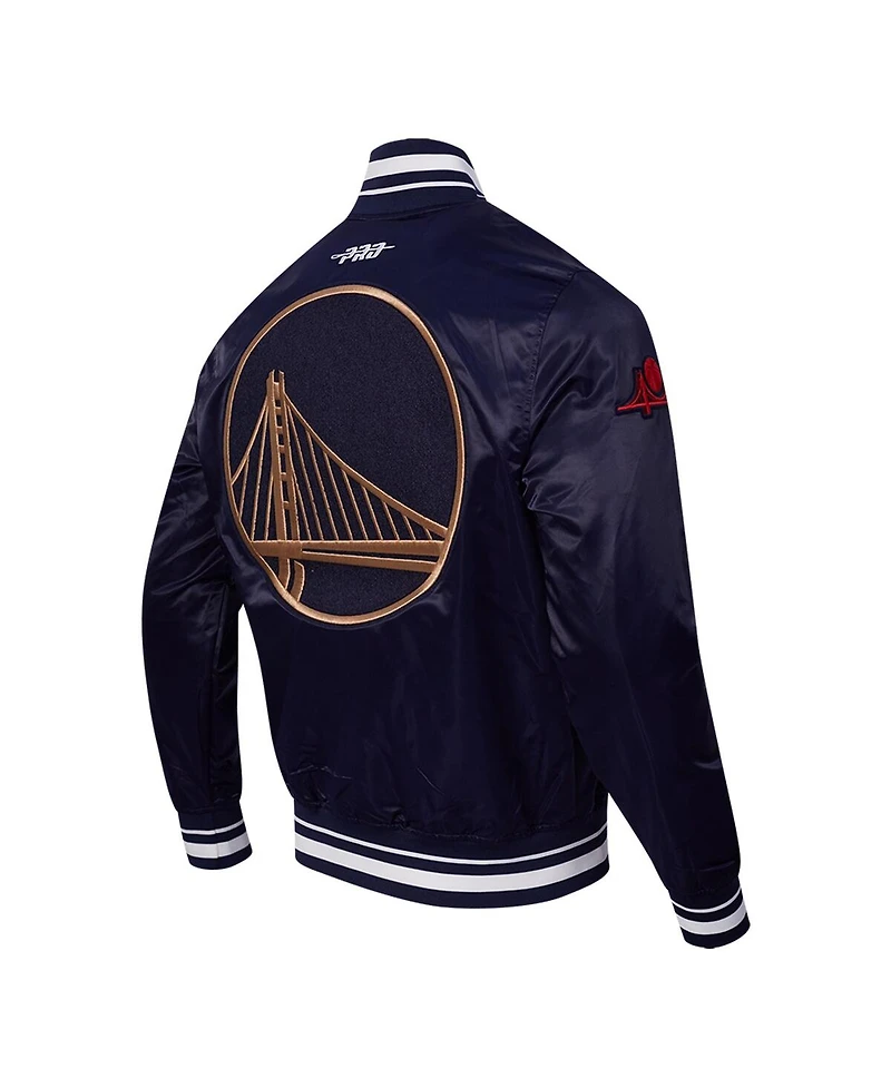 Pro Standard Men's Navy Golden State Warriors 2024/25 City Edition Chenille Satin Full-Snap Jacket