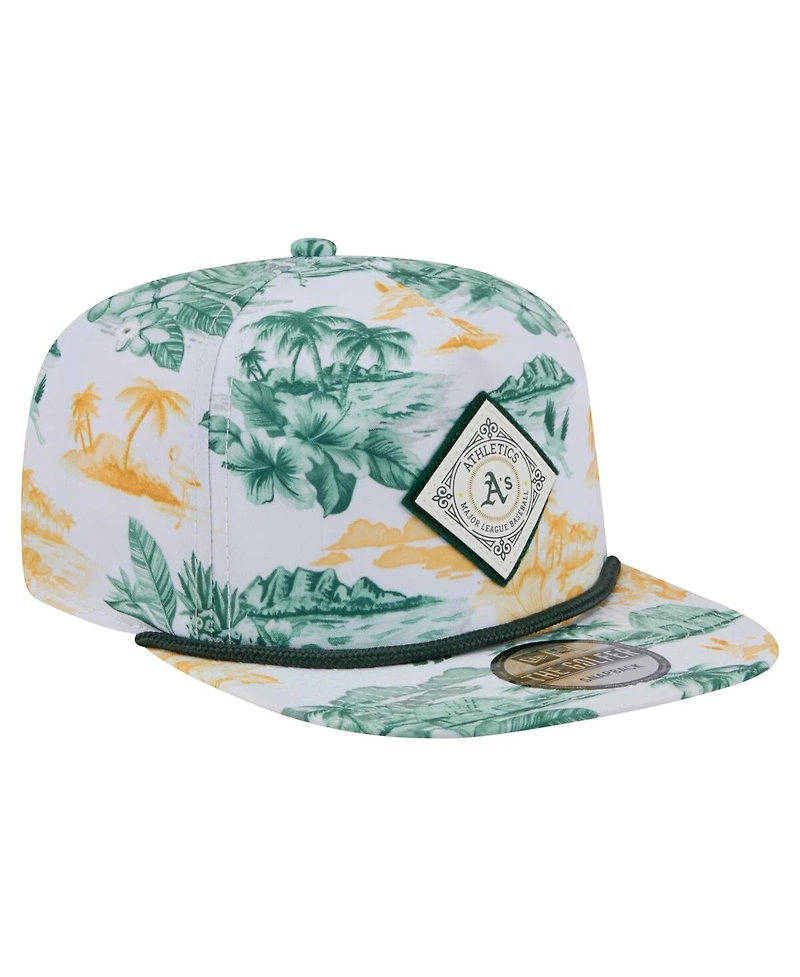 New Era Men's White Athletics Printed Island Golfer Snapback Hat