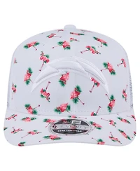 New Era Men's White Los Angeles Chargers Adventure Flamingo Pattern 9SEVENTY Stretch Snap Hat