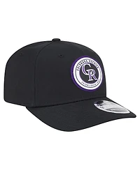 New Era Men's Black Colorado Rockies Circle Patch 9SEVENTY Stretch-Snap Hat