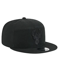 New Era Men's Black Milwaukee Bucks Adventure Canvas Split Panel 9FIFTY Snapback Hat