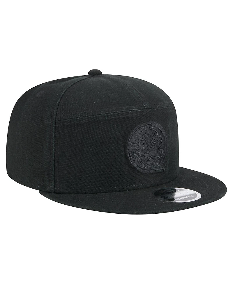 New Era Men's Black Florida State Seminoles Adventure Canvas Split Panel 9FIFTY Snapback Hat