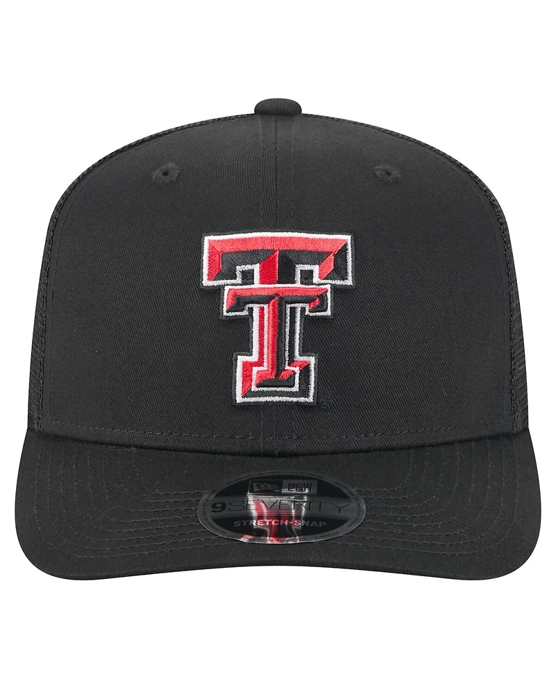 New Era Men's Black Texas Tech Red Raiders Primary 9SEVENTY Trucker Stretch Snap Hat