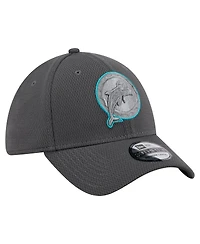 New Era Men's Graphite Miami Dolphins Throwback Logo Main 39THIRTY Flex Hat