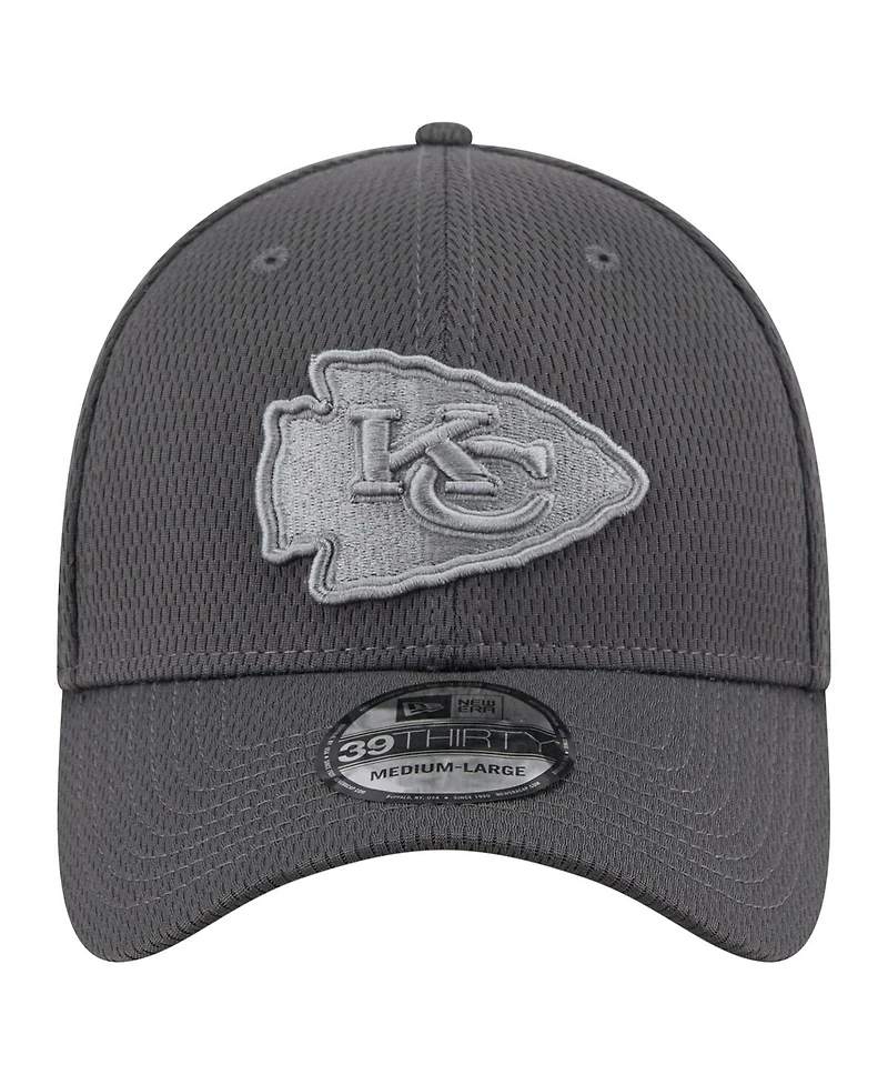 New Era Men's Graphite Kansas City Chiefs Main 39THIRTY Flex Hat