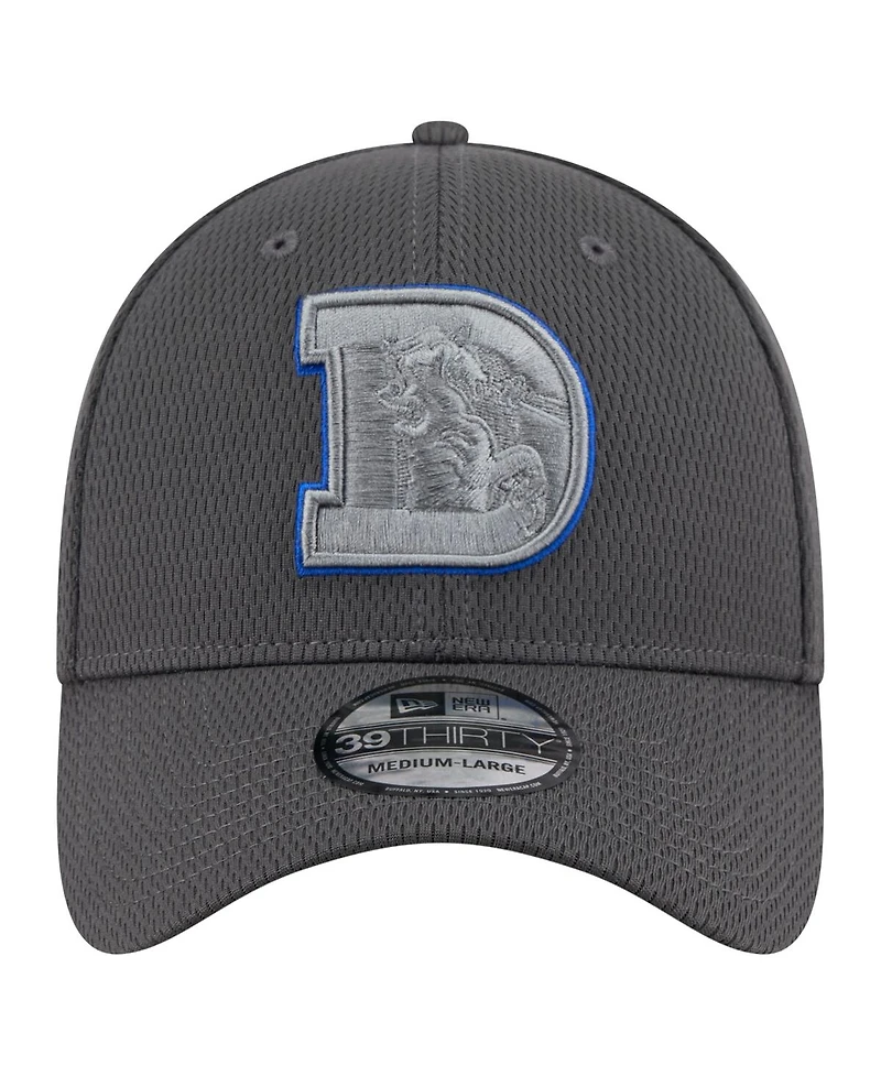 New Era Men's Graphite Denver Broncos Throwback Logo Main 39THIRTY Flex Hat
