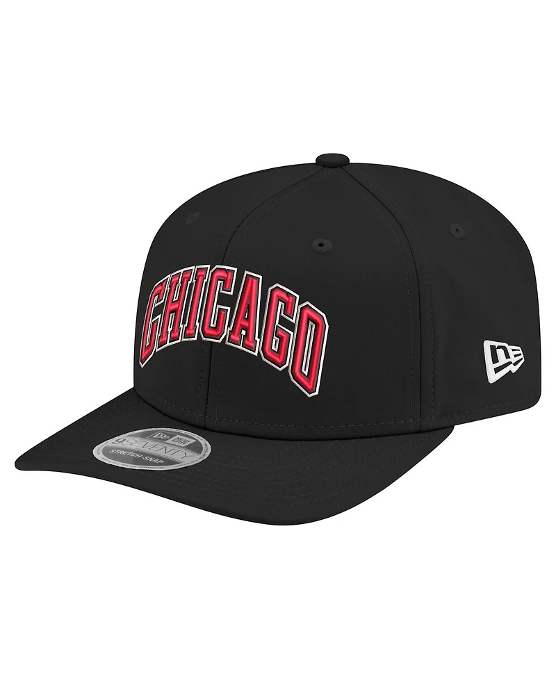 New Era Men's Black Chicago Bulls Statement Edition Jersey Hook 9SEVENTY Stretch-Snap Hat