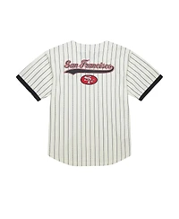 Mitchell & Ness Men's Cream San Francisco 49ers Final Seconds Vintage Logo Mesh Button-Up Shirt