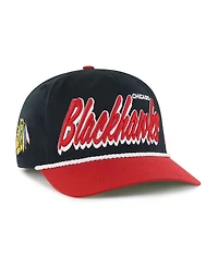 '47 Brand Men's Black/Red Chicago Blackhawks Drop Shadow Rope Hitch Adjustable Hat