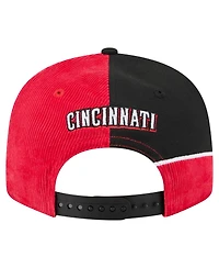 New Era Men's Red/Black Cincinnati Reds Retro Split Corduroy Snapback Hat