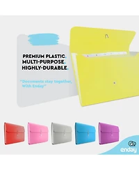 Accordion File Organizer Blue, 7 Pocket Expanding and Cover Folder with Labels, Plastic Portable Desktop Letter A4 Paper