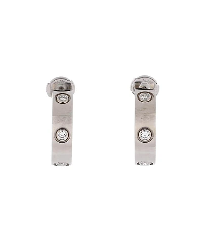 Pre-Owned Cartier 5.5mm Love 6 Diamonds Hoop Earrings 18K White Gold with Diamonds