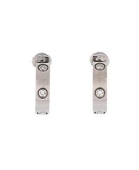 Pre-Owned Cartier 5.5mm Love 6 Diamonds Hoop Earrings 18K White Gold with Diamonds