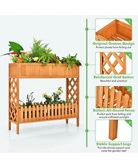 Gymax 2-Tier Raised Garden Bed Elevated Wood Planter Box for Vegetable Flower Herb