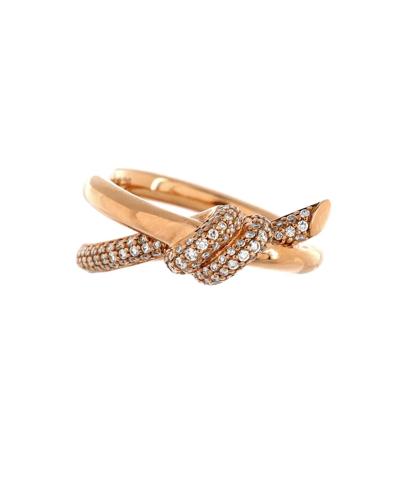 Pre-Owned Tiffany & Co. Double Row Knot Ring 18K Rose Gold with Diamonds