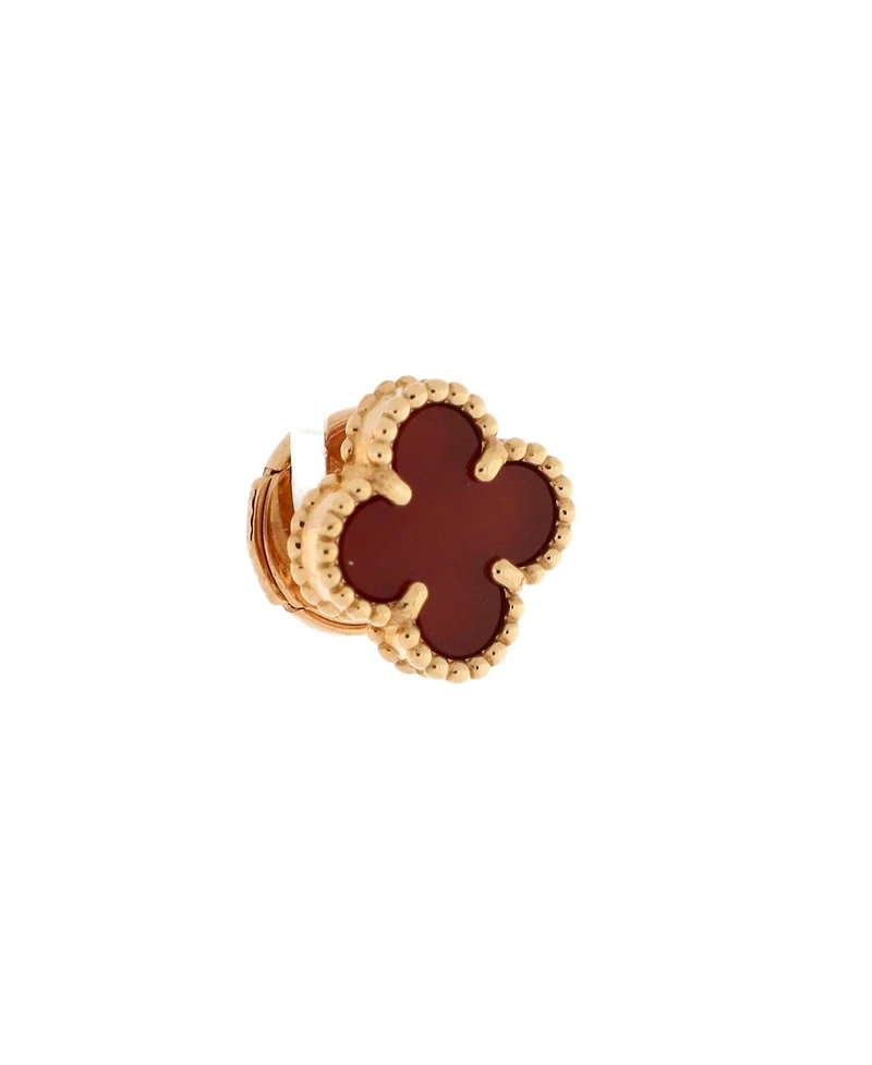 Pre-Owned Van Cleef & Arpels Sweet Alhambra Stud Earrings 18K Rose Gold and Carnelian