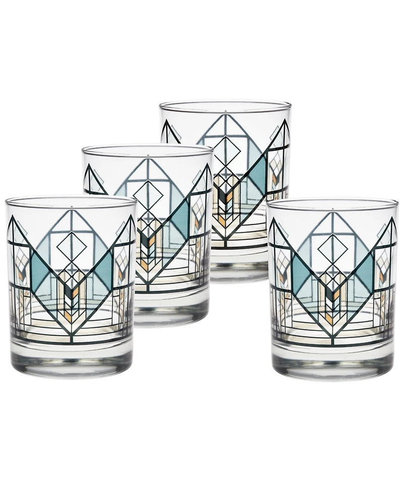 Frank Lloyd Wright Lake Geneva Tulip Double Old Fashioned Glasses, Set of 4