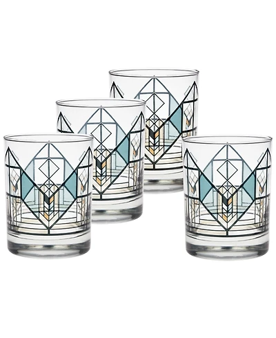 Frank Lloyd Wright Lake Geneva Tulip Double Old Fashioned Glasses, Set of 4