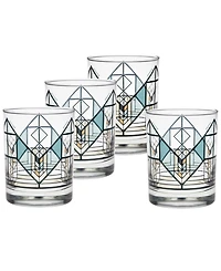 Frank Lloyd Wright Lake Geneva Tulip Double Old Fashioned Glasses, Set of 4