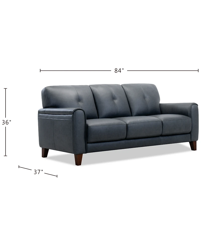 Ashlinn 84" 3 Seat Leather Sofa, Exclusively at Macy's