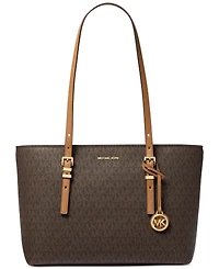 Michael Kors Quinn Medium Signature Logo and Leather Tote Bag