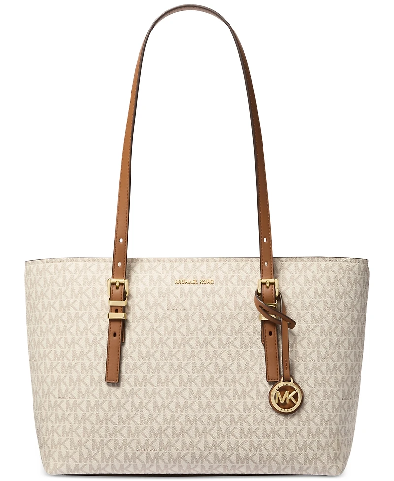 Michael Kors Quinn Medium Signature Logo and Leather Tote Bag