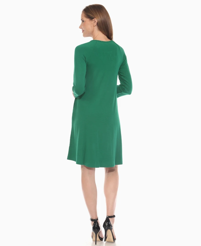 White Mark Women's Criss Cross Neckline A-line Dress