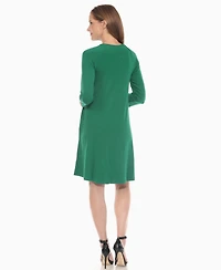 White Mark Women's Criss Cross Neckline A-line Dress